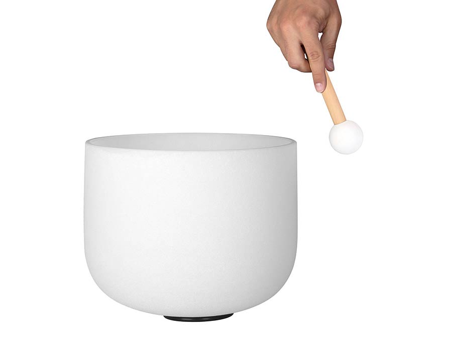 Sela Quartz Crystal Singing Bowl 8" 440hz B, met klopper en siliconen ring