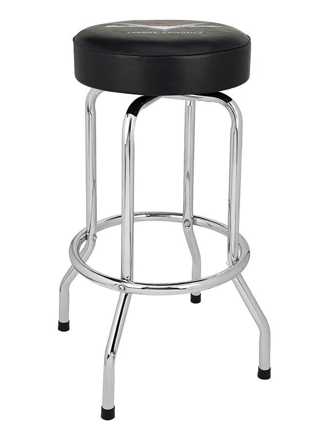 Fender Custom Shop chevron logo barstool, black/chrome, 30"