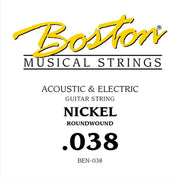 Boston BEN-038 losse .038-snaar voor elektrische gitaar – nickel roundwound