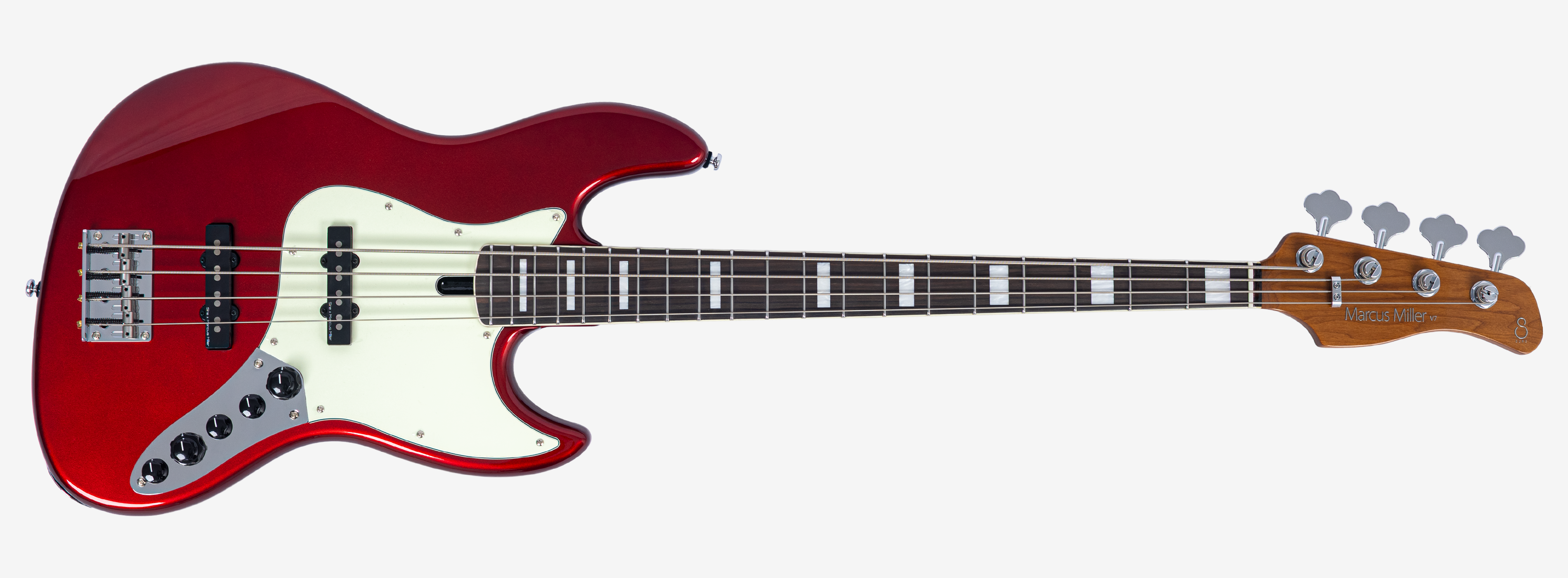 Sire V7N A4L Marcus Miller New Gen linkshandige 4-snarige actieve basgitaar candy apple red