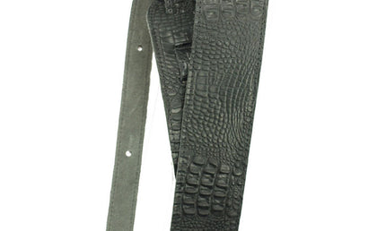 Lm-Products - LMLS304CBK - Classic leather black 3 inch croc w/ stitching