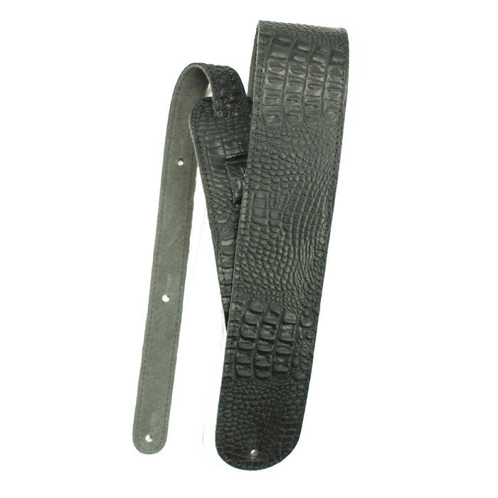 Lm-Products - LMLS304CBK - Classic leather black 3 inch croc w/ stitching