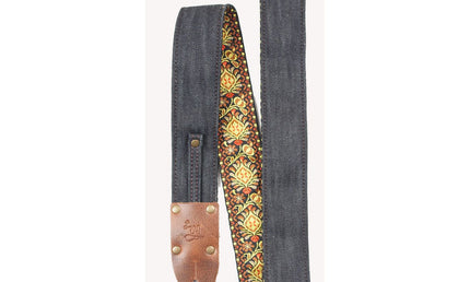 Lm-Products - LMVDNO - Vintage denim navy orange jacquard brassbuckle belt loop