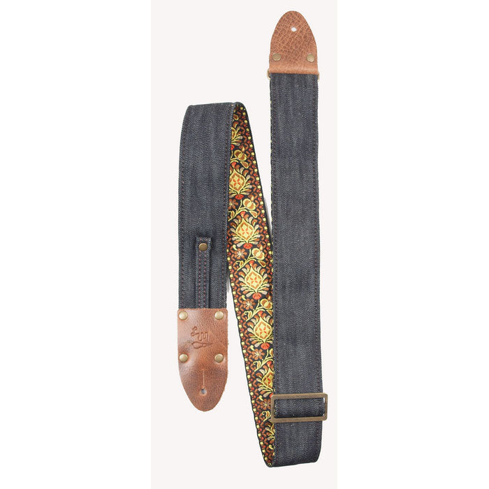 Lm-Products - LMVDNO - Vintage denim navy orange jacquard brassbuckle belt loop
