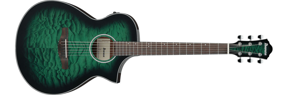 Ibanez AEWC16QATEH – Elektro-akoestische gitaar – Transparent Emerald Burst High Gloss