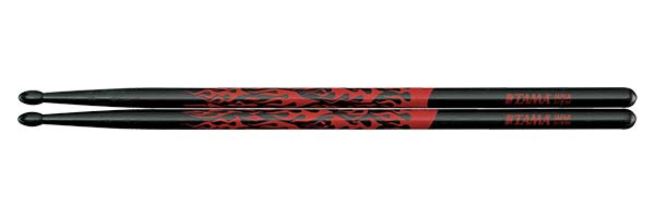 TAMA Design Stick Series Rhythmic Fire 5A-F-BR – Drumstokken Japanse eik 14 mm, Black Red Pattern