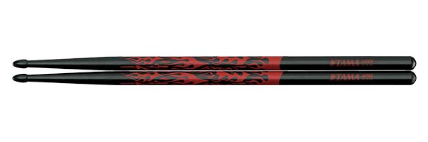 TAMA Design Stick Series Rhythmic Fire 5B-F-BR – Drumstokken Japanse eik 15 mm, Black Red Pattern