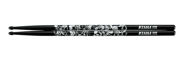TAMA Design Stick Series Sticks of Doom 7A-S-BS – Drumstokken Japanse eik 13 mm, Black Silver Pattern