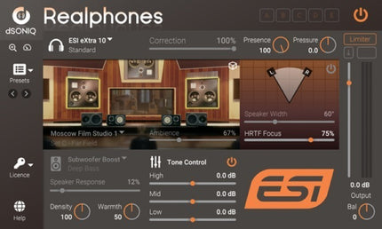ESI Audio - ESIEXTRA10 - High Quality Monitoring Headphones with Dsoniq Realphones Modeling Software