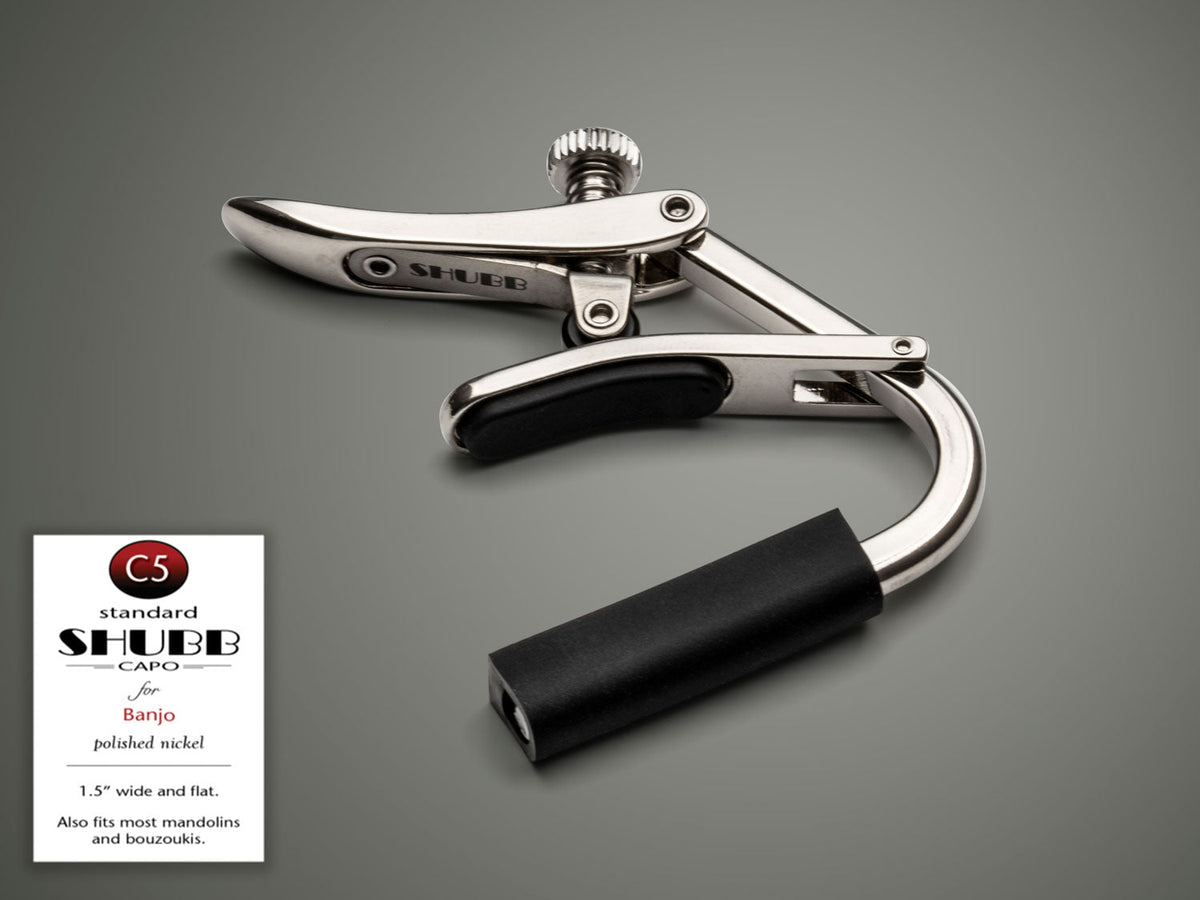 Shubb C5 Standard Capodastro voor Banjo en Mandoline – Gepolijst Nikkel