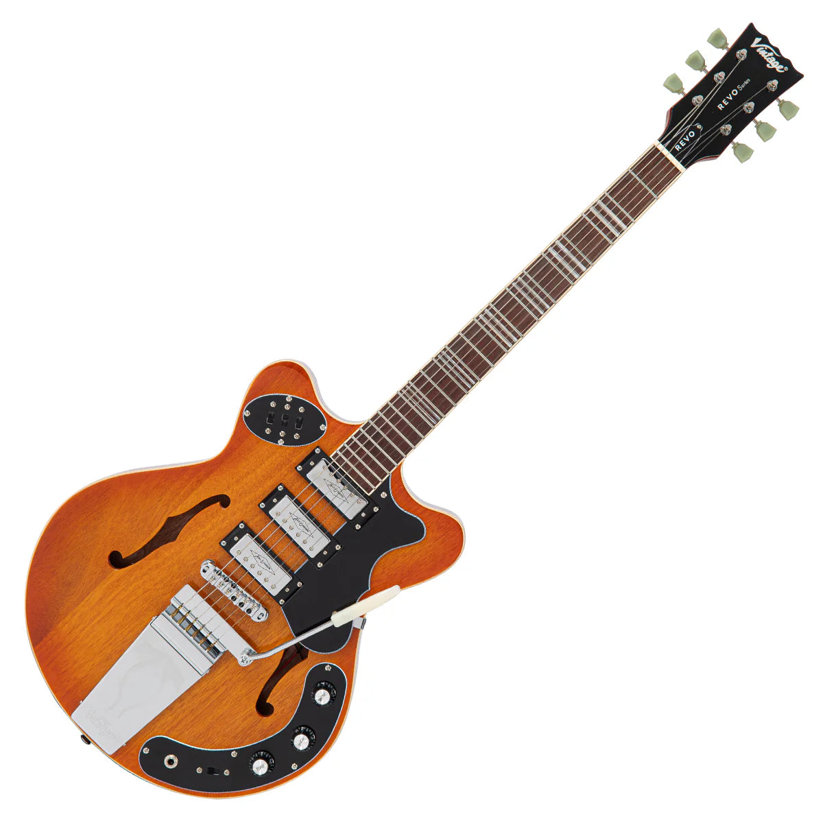 Vintage Retro Superthin Guitar - Amberburst