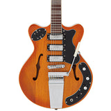 Vintage Retro Superthin Guitar - Amberburst