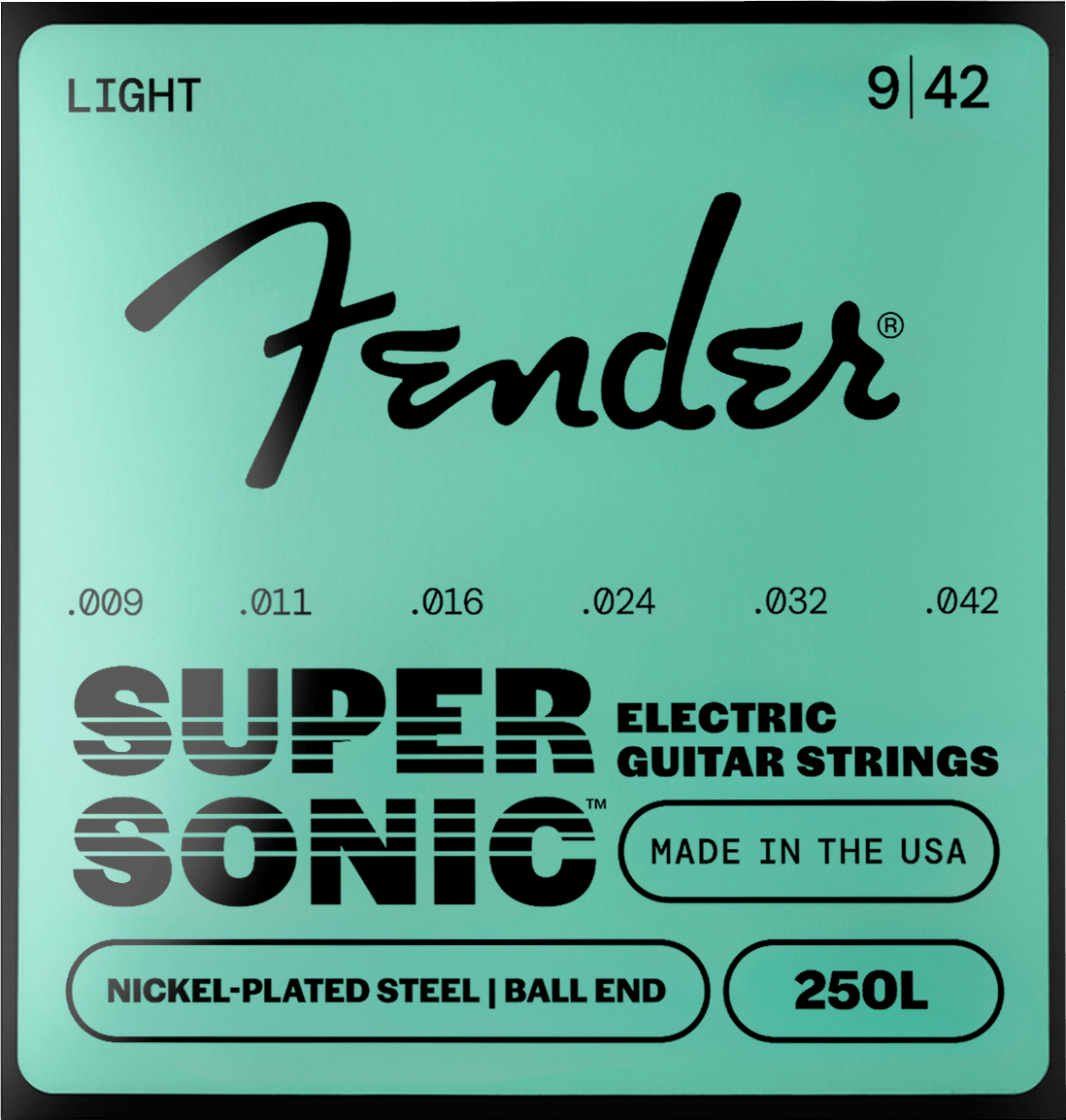 Fender F-250L-3 SuperSonic 250 elektrische gitaarsnaren 9-42 Nickel-Plated Steel met baleinde 3-pack