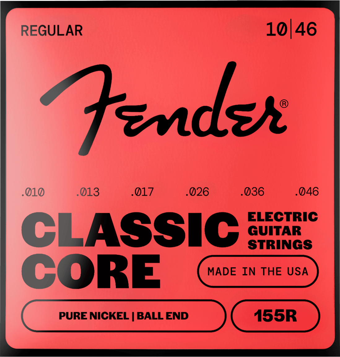 Fender F-155R Classic Core Pure Nickel elektrische gitaarsnaren 10-46 met baleinde