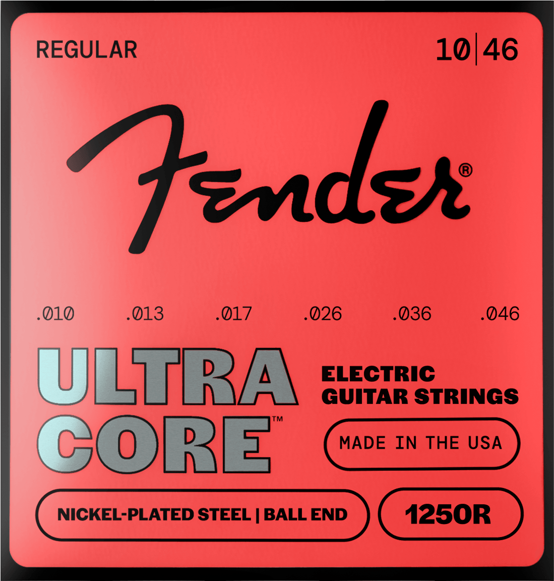 Fender F-1250R UltraCore elektrische gitaarsnaren 10-46 Nickel-Plated Steel met baleinde