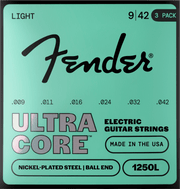 Fender F-1250L-3 UltraCore elektrische gitaarsnaren 9-42 Nickel-Plated Steel met baleinde 3-pack
