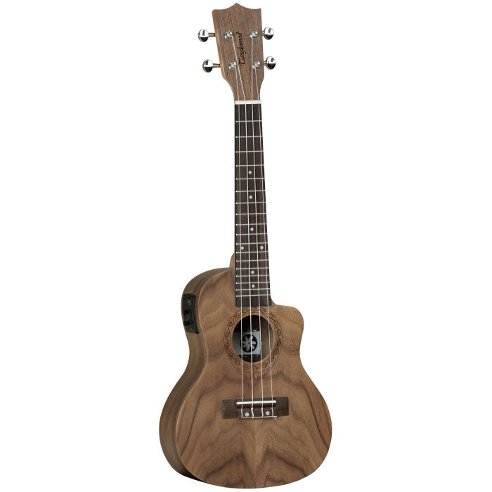 Tanglewood - TWT13E - Model concert ukulele met cutaway, geheel in pacific walnoot, incl. element met pre amp en stemapparaat, geleverd in luxe gevoerde draagtas.